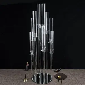 48” Tall 10 Arms Crystal Candle Holders Decor Glass Room Centerpiece