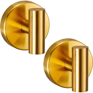 Heavy Duty Suction Cup Hooks for Kitchen/Bathroom/Shower - Wet-Proof Hooks for Towels, Robes, Loofah&Wreaths/No Drill Mounting  Glass, Tile, (2, Brushed )