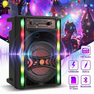 Portable Bluetooth Speaker with 8" Subwoofer Heavy Bass 100db, Bluetooth 5.0 Wireless 100ft Outdoor Speaker, Support FM Radio, LED Colorful Lights, Stereo Sound, for Home, Party, Travel