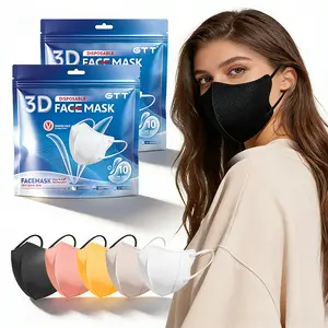 GTT Fashion Adult Face Mask 10/30Pcs (Black White Pink Yellow Oatmeal) Lipstick-Friendly Exquisite 3D Mask, 3-Ply Breathable Comfortable Particle Protective Mask, GB/T 32610-2016 Certified, Suitable for Daily Use, Suitable for Weddings & Parties