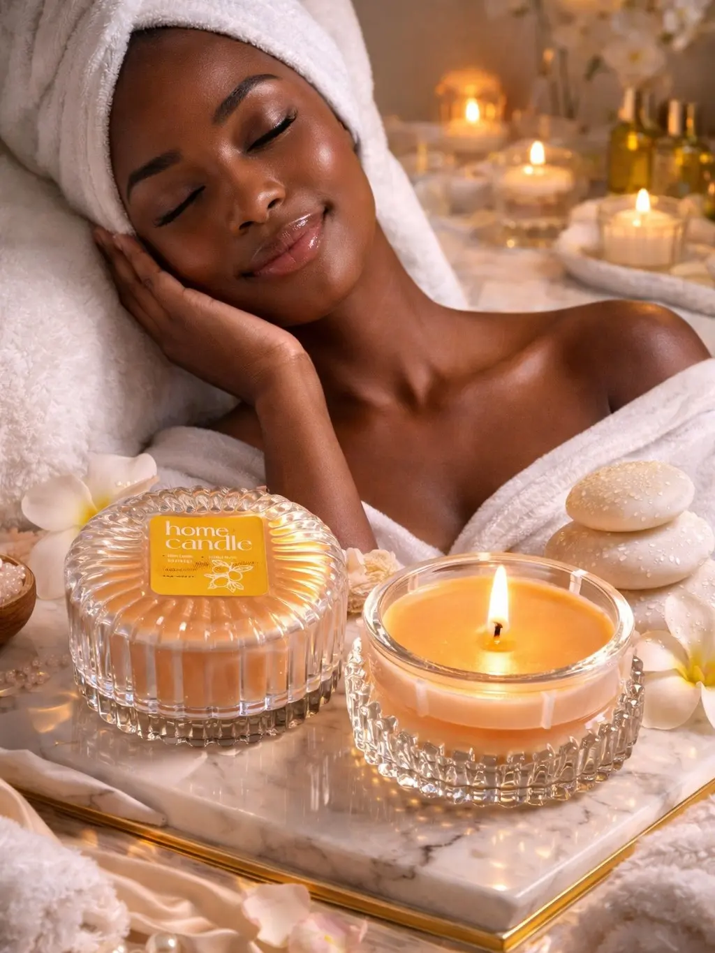 “Luxury Glow Citrus Bliss Candle You NEED. This Candle Smells Like Pure Sunshine & Soft Glow + Fresh Scent = Perfect Mood. Set of to candle