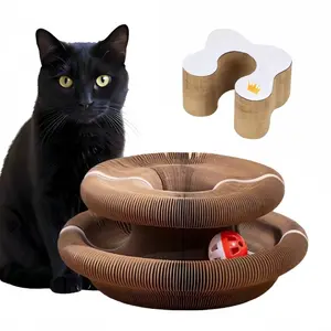 Magic Organ Cat Scratcher Toy with Interactive Bell Ball, Foldable Corrugated Scratch Pad for Indoor Cats, Fun and Durable Pet Toy Scratching Posts