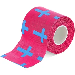 1 Pcs Cross Athletic Wrist Tape, 2in x 23ft Cotton Wrist Tape with Serrated Edges, Injury Wrap for Fingers Ankles, Suitable for Football Baseball Hockey Soccer (Rose Red)