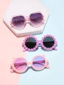 Cute Cat Ear Sunglasses for Kids, High-Quality Candy Color Heart Frame, Lightweight & Durable, Perfect Birthday Gift, All Seasons Wear