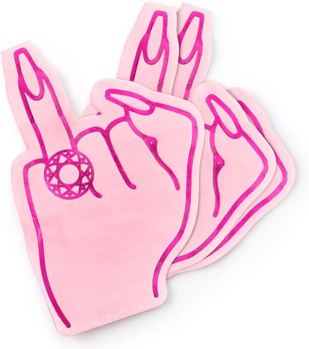 25pc Ring Finger Napkins Bachelorette Bridal Shower Decor Bachelorette Party 25 count Rose Gold Pink 3 ply Cocktail Bach Decorations Engagement Party