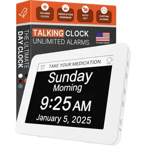 Clock 2025 with Day and Date for , Clocks for Seniors, Dementia Clock, Digital Calendar , Bedside Clocks Seniors, Alzheimers Products, Dementia Clocks , White