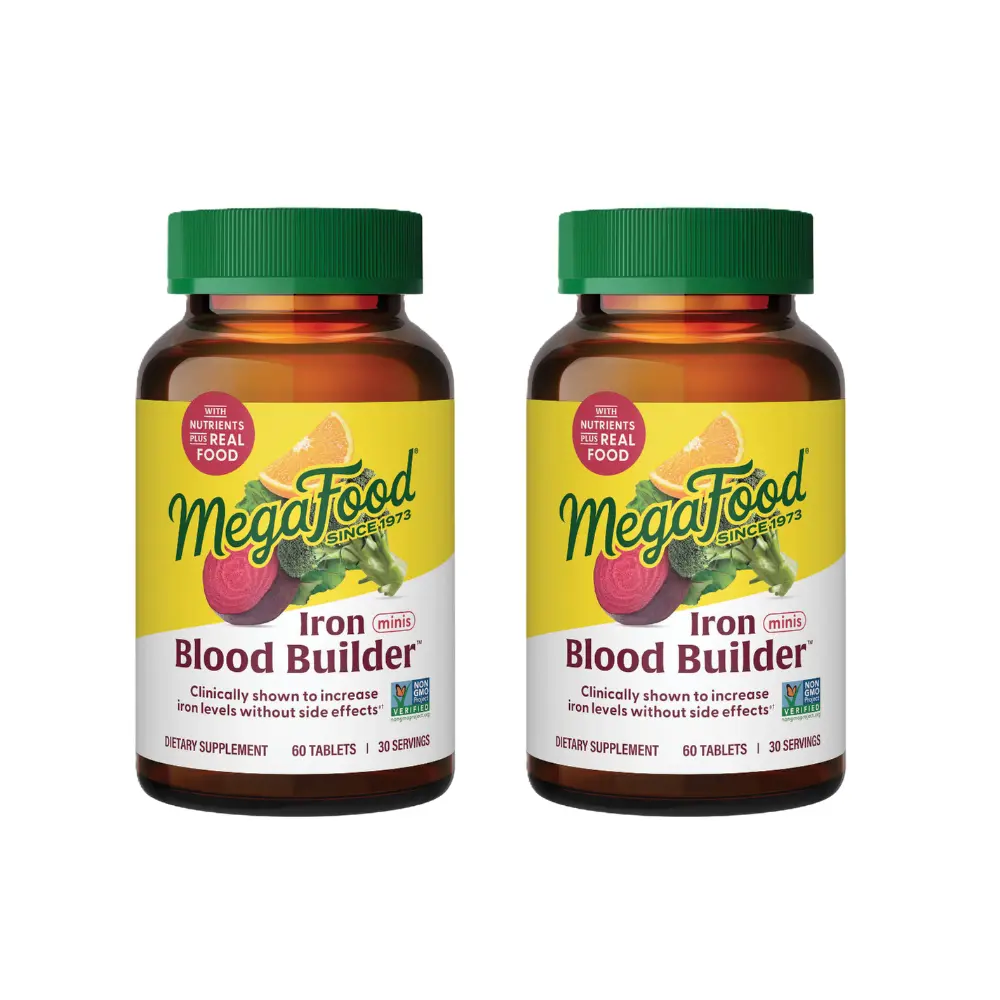 MegaFood Blood Builder Minis Gentle Iron Vitamins Supplements, Vitamin Dietary Supplement for Increase Iron Levels & Daily Supplemental Nutrition Support
