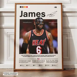 LeBron James Poster, James Miami Heat, Framed NBA Basketball Print, Basketball Legend Decor, Sports Artwork, LeBron Wall Art, Iconic Prints