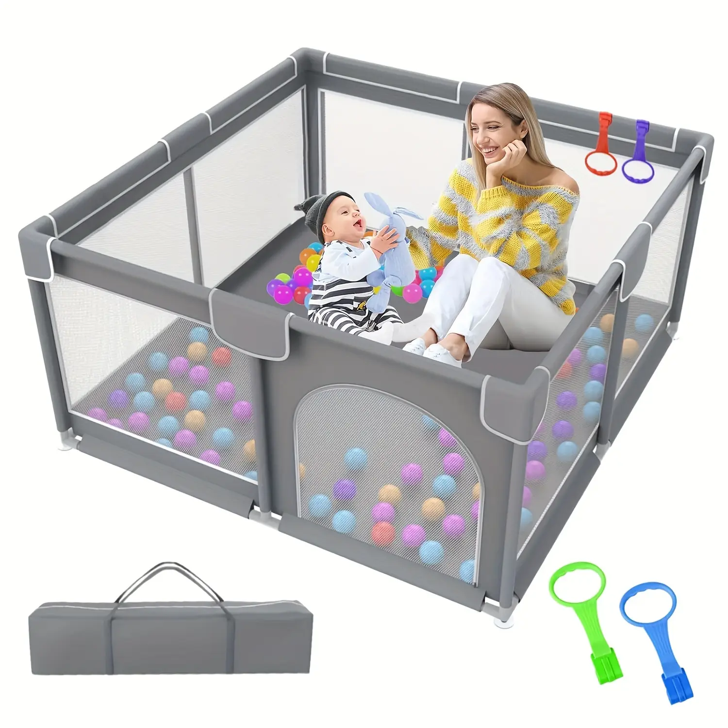 Baby Playpen for Toddlers – Foldable & Portable Play Yard, Indoor & Outdoor Safety Fence with Mesh Panels – Easy Setup & Secure Lock