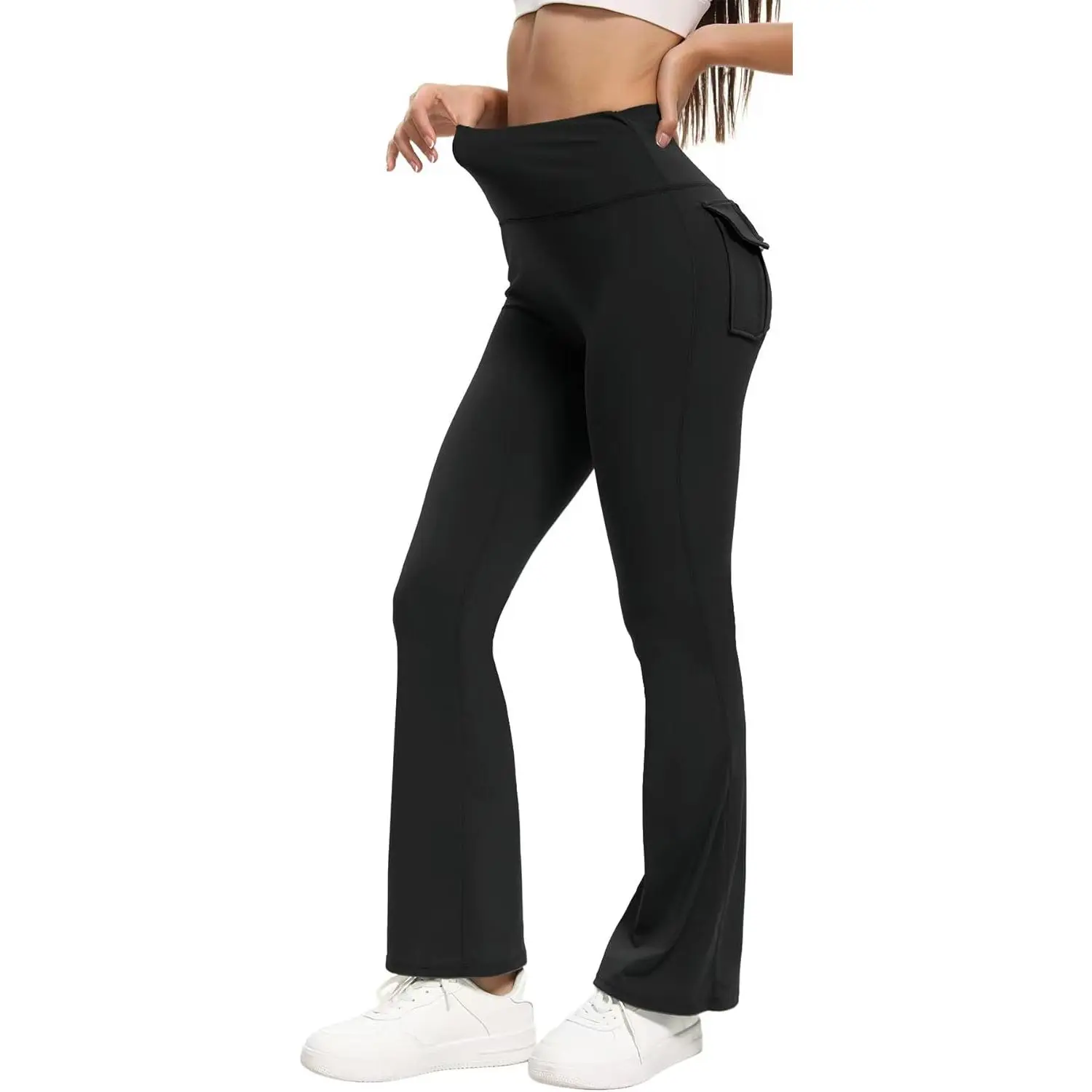 Women's Flare Leggings with Pockets High Waisted  Lifting No Front Seam  Control Bootcut Yoga Pants for Women