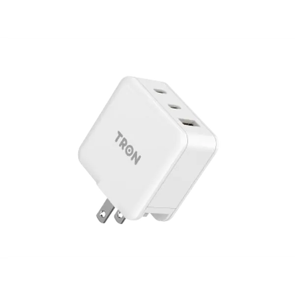 65W GaN 3-Port Power Adapter | Dual USB-C + USB-A | Laptop Fast Charging