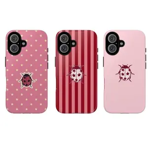 Cute Pink Ladybug Tough Phone Case, Star & Stripe Design Y1005  Phone Case Compatible with iPhone 17 16 15 14 13 12 11 pro pro max