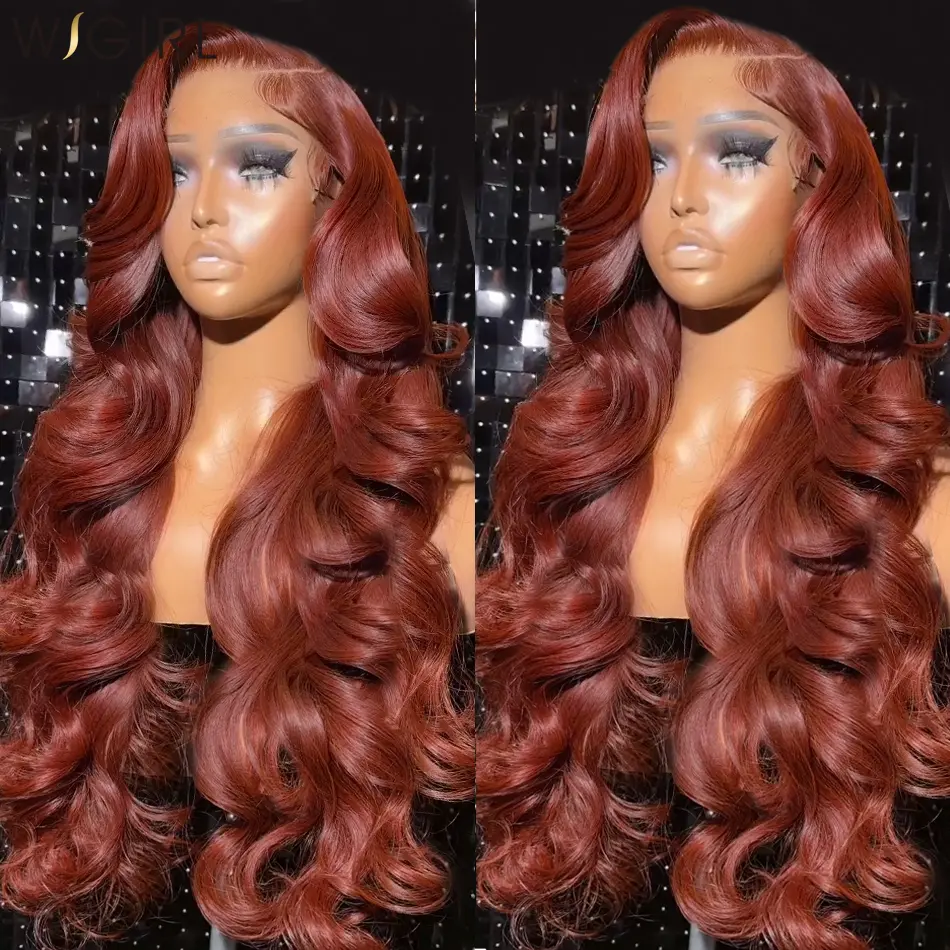 Bling Hair Reddish Brown Body Wave 13x4 13x6 Hd Lace Frontal Human Hair Wig Brazilian Wavy Pre Plucked Color Wig for Black Women with Baby Hair 34inch #SummerVibes