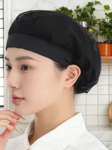 Breathable Lightweight Chef Hat, Wide Brim Design, Dust-Proof Comfortable Adjustable, Ideal for Kitchen and Restaurant Work, Professional Dust-Proof Work Hat, Dome Mesh Cap