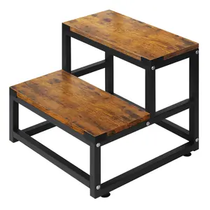 Step Stools, Heavy Duty Metal & Sturdy Step Stool Helper, 2 Step Stool, Supports Up to 500lb, Foot Stool for High Bed Kitchen Bathroom