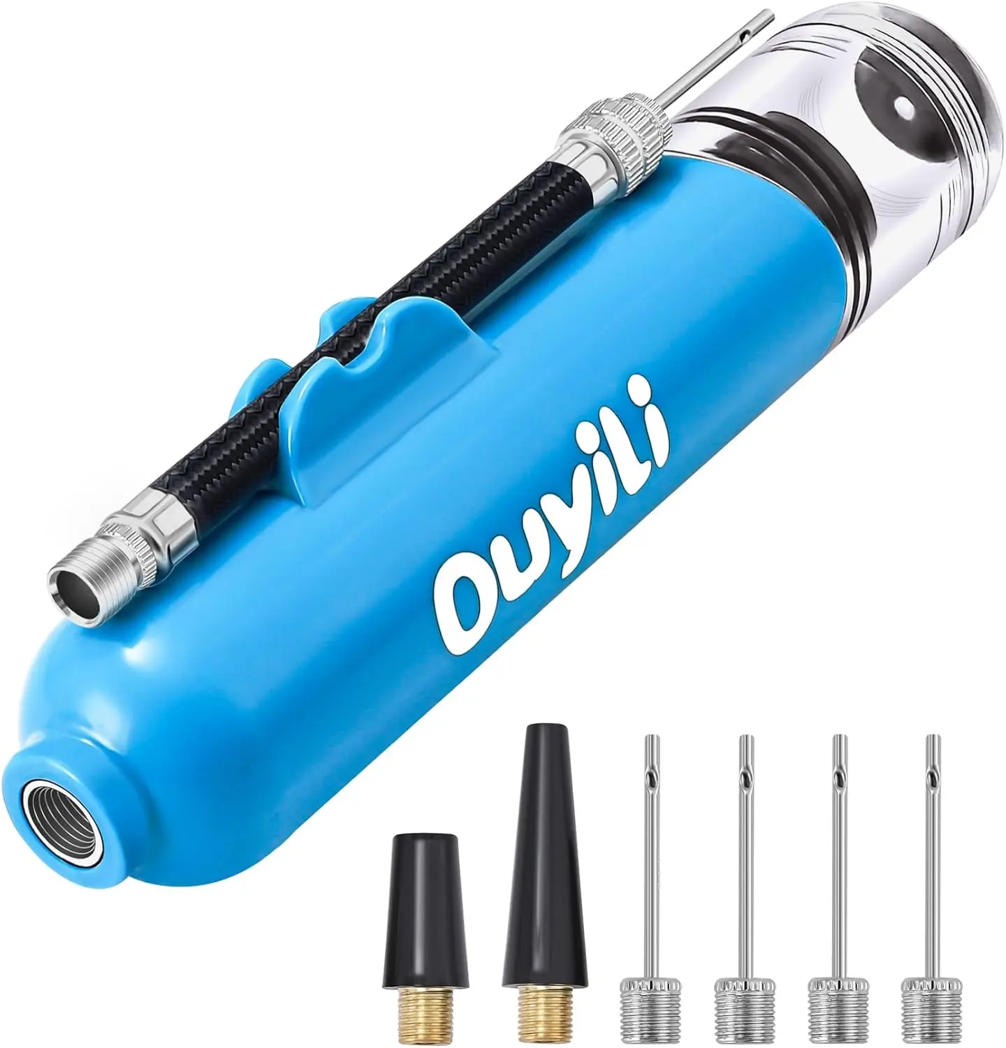 Sports Ball Pump Kit - Portable Air Pump Two-Way Dual Action Inflatable Perfect for Basketballs, Soccer Balls and More - Professional Hand Pump Kit with Needles and Flexible Hose ouyili