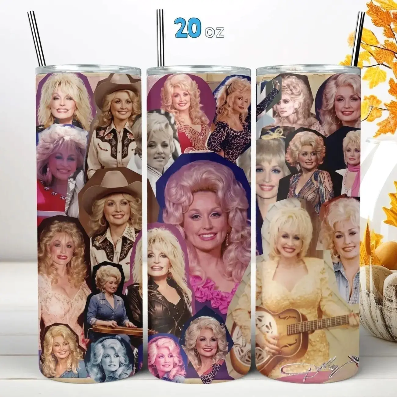 Vintage Dolly Parton Collage Tumbler | Retro Country Music Travel Cup | 9 to 5 Southern Girl Fan Gift | Iconic Singer Keepsake Mug