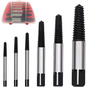 6PCs Damaged Screw Extractor Kits, Chrome-vanadium Steel Stripped Screw Extractor Broken Bolt Extractors Kit, Easy Out Damaged Bolts Remover Tool