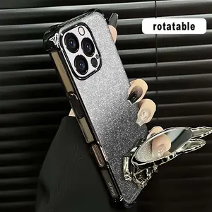 Explosive phone case，Small Monster Mirror Bracket Small and Cute Case with Bunny Design and Lanyard