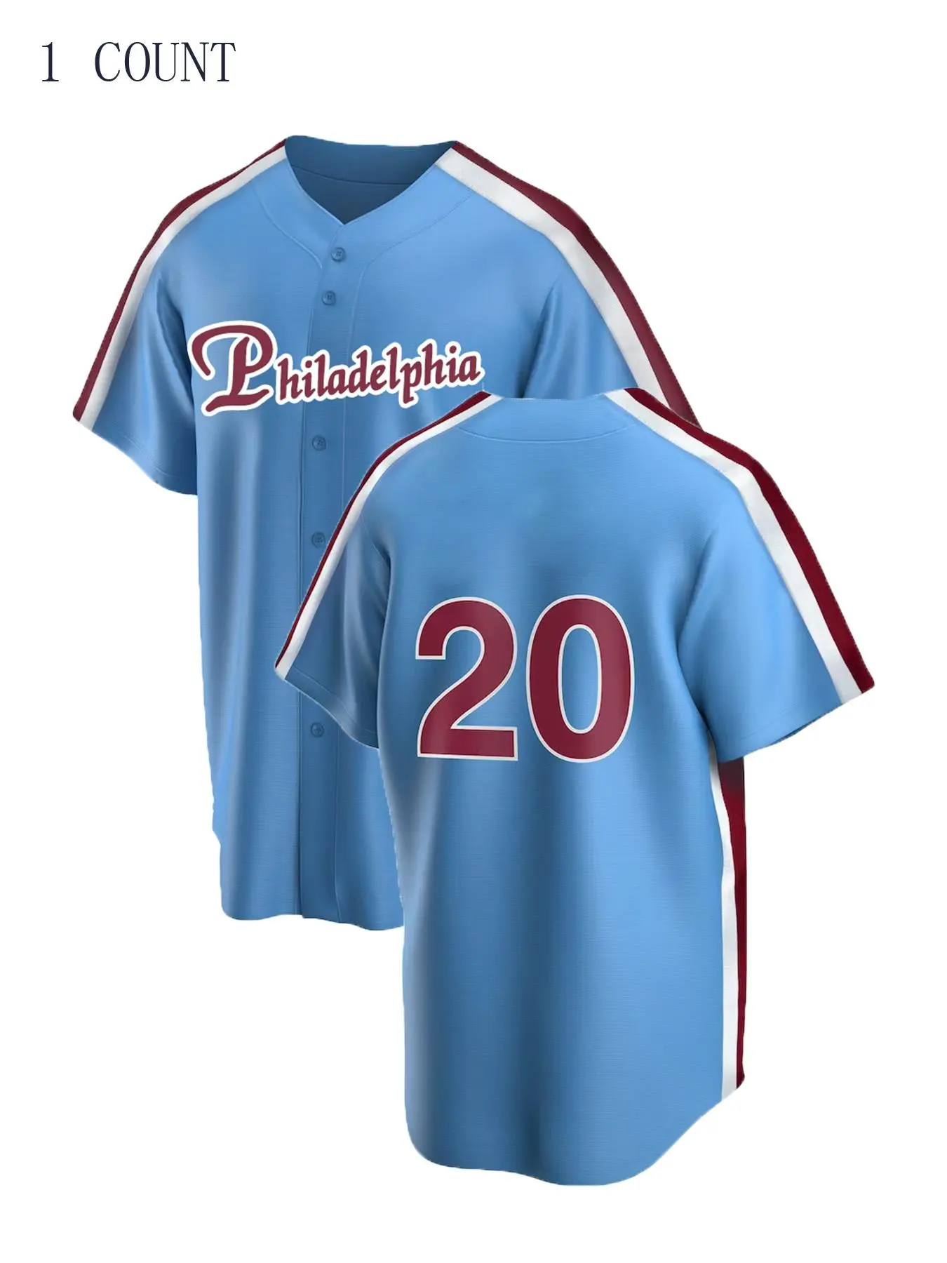 Men's Letter & Number Embroidery Contrast Binding Baseball Jersey, Embroidered Baseball Jersey, Loose Casual Button Front Baseball Top for Training & Competition, Baseball Outfielder Equipment, Sports Jersey Shirts, Sports Tops, Sportswear