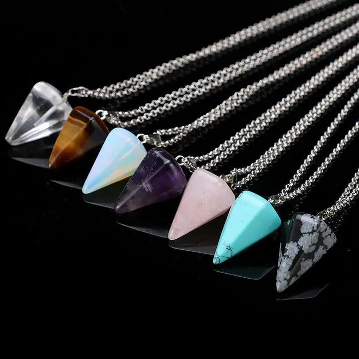 Natural Stone Hexagon Prism Crystal Pendants