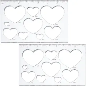 2 count 9 in 1 Heart Inlay Template Router Stencils Template  Templates Drawing Scale Ruler Drawing Tool Measuring Tool for Mother's Day Office  Supplies Woodworking 7x4.7 inch