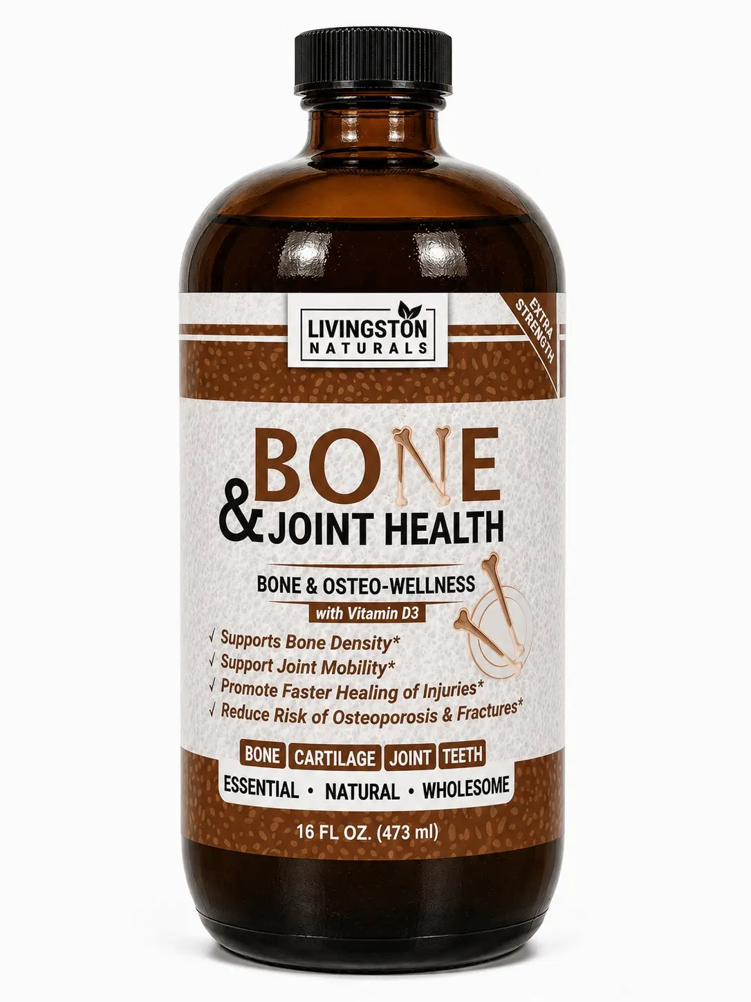 Livingston Naturals Bone & Joint Health Dietary Supplement – Vitamin D3, K2 & Minerals | 16 fl oz