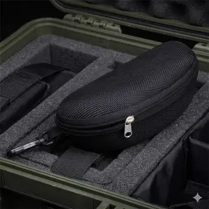 Portable Oxford Hard Shell Sunglasses Case with Anti-Scratch & Drop-Proof Design, EVA Material Durable Hanging Clip Eyewear Storage Bag, Lightweight Travel Outdoor Sports Accessories for Men and Women.