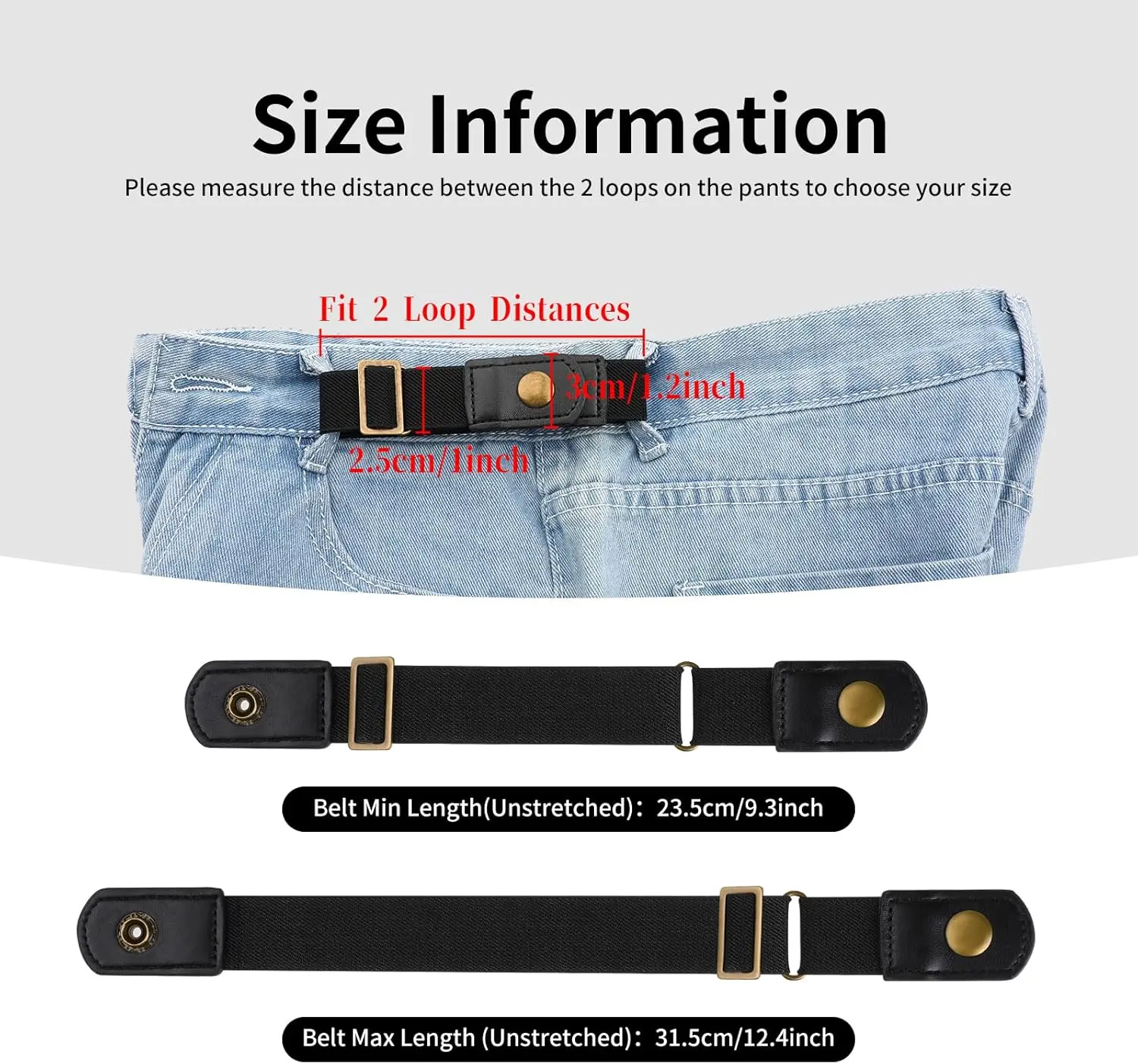 Invisible Side Belt No Buckle Belt Women ,Without Buckle Elastic Stretch Adjustable Belts Pants Jeans