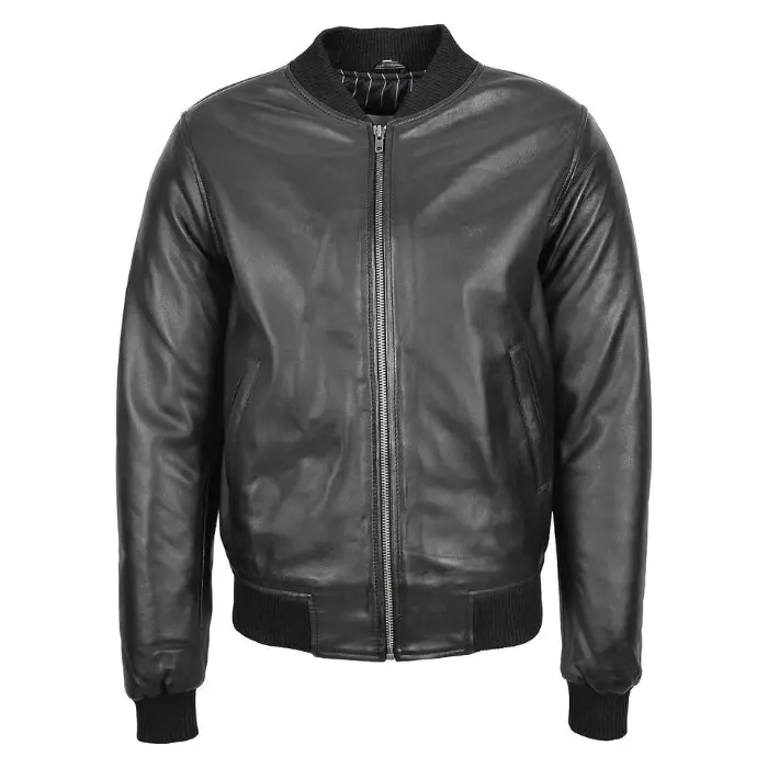 Beazley MA1 Black Leather Bomber Jacket