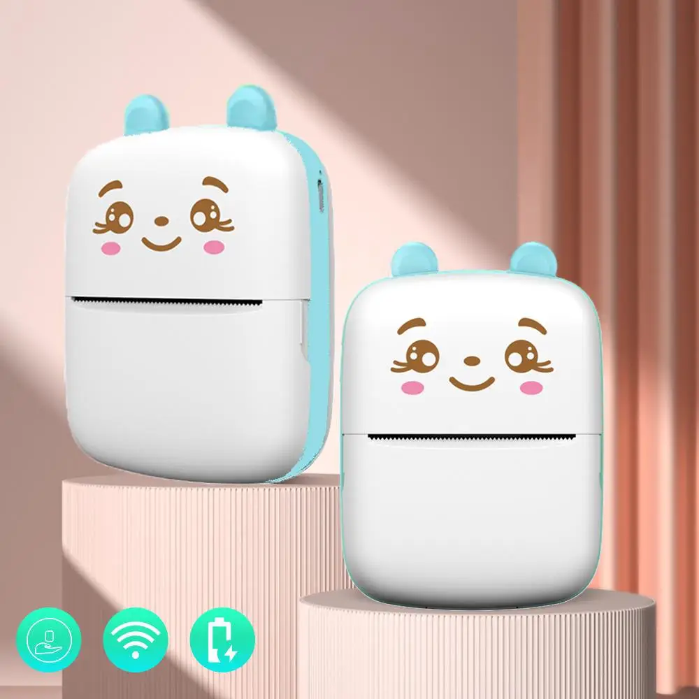 Portable Mini Photo Printer for Summer Gift, 1 Count Cute Design Label Printer, for Study Notes Photos Memo Label Printing, Education Devices, Label P