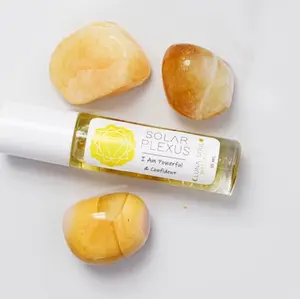 Solar Plexus Chakra Citrine | Crystal Infused Essential Oil Roller, With Botanicals Aromatherapy