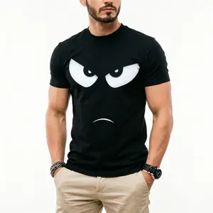 Novelty Bold Cartoon Face Graphic Men's Tee| Funny Character Print Crew Neck Casual Shirt| shop tiktok store tiktok shop deals graphic tee boyfriend gift top