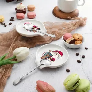 Christmas Santa Coffee Spoon Rest Ceramic Spoon Holder Cafe Bar Accessories, Funny Stove Top Countertop Kitchen Accessories Christmas Thanksgiving Gift for Coffee Lovers, Christmas Holiday Xmas New Year Gift
