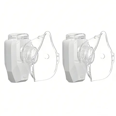 2 PCS Portable USB Rechargeable Nebulizer Set - Unisex Personal Care Device for Adults & Children, with Adult-Child Masks, Mouthpiece, Compact for Home & Travel, Cell-Compatible, Portable Nebulizer