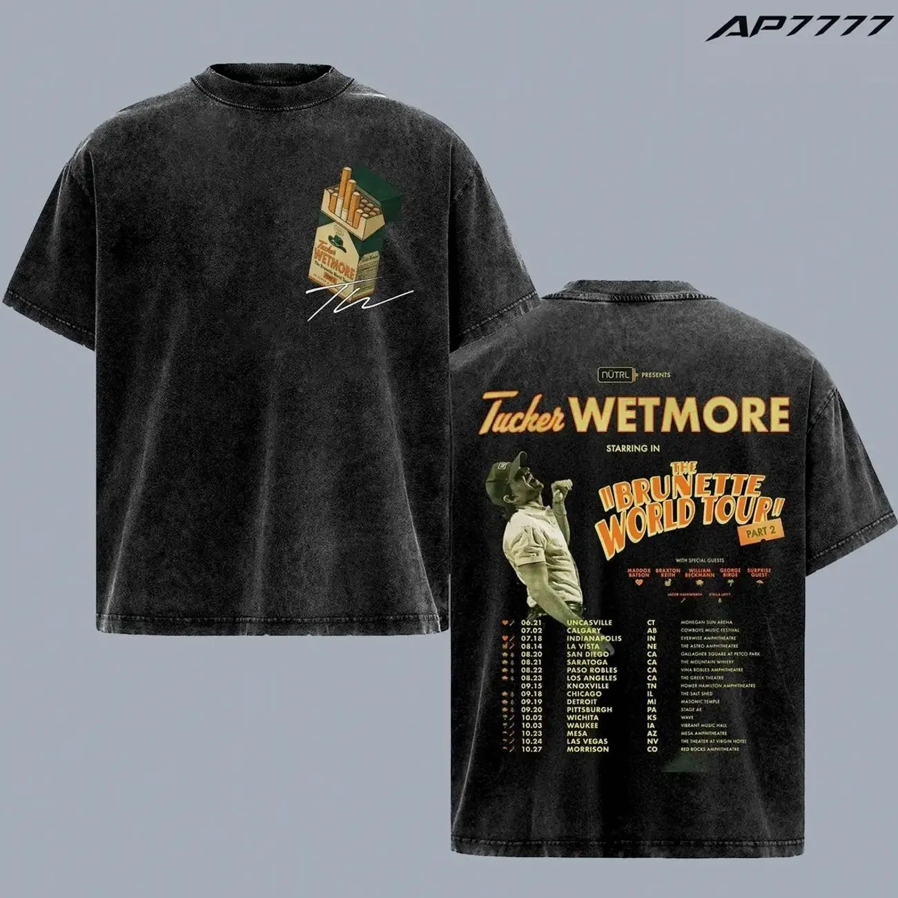 Tucker Wetmore Tour 2026 Washed Vintage T-Shirt, Unisex Shirt, Music Artist Tee, Country Music Fan Apparel, Graphic Tee Casual Cotton AOC