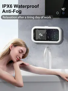 360° Rotatable Extendable Waterproof Shower Phone Holder Upgraded Universal Anti-Fog Transparent Cover with Suction Cup for iPhone Android Phone Stand Shower Essentials Bathroom Accessories Travel Essential Bathroom Decor. Cell Phone Holder.