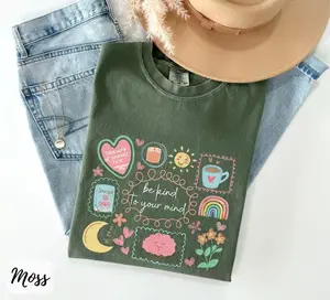 Self Care Shirt, Comfort Colors Mental Health Shirt, Inspirational Positivity T-Shirt Gift for School Psychologist Tee, be kind to your mind