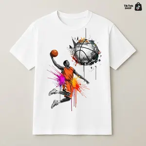 Basketball Dunk Graphic T-Shirt, Street Art Sports Tee, Slam Dunk Player Shirt, Urban Style Basketball Fan Gift, Unisex Athletic Streetwear Tee