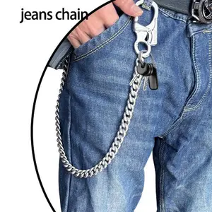Ashir Men's Wallet Chain with Locking Carabiner Clip, Tungsten Steel Tapered Design, Heavy-Duty Key Pouch Belt Chain Perfect for Christmas and Halloween Gifts