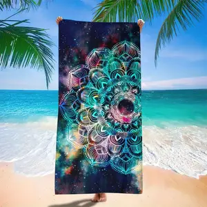 1Pcs vibrant mandala pattern beach towel, suitable for adults and family use, featuring a lightweight design, quick-drying and sand-resistant, perfect for travel, pool, bathing, yoga, camping, and spa needs