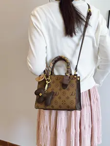 High-End Women's Bucket Bag, PU Leather All over Print, Elegant Single Shoulder Tote, Lightweight Luxury Korean Style, Shopping Bag