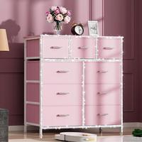 9 Pink Drawers (diamond Strips+Crystal Handles)