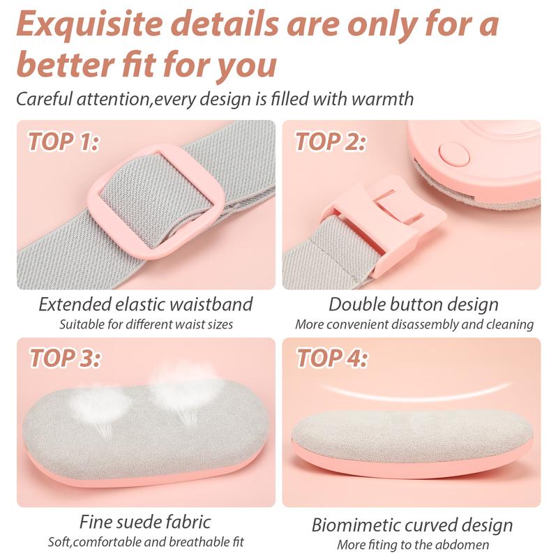 Portable Heating Pad with 3 Heat Levels & 4 Massage Modes, Automatic Shut Off, Adjustable, Menstrual Cramps Relief, Comfort Daily Heated Wrap, USB Charging, 2200mAh Battery, ABS Material, 50℃, 55℃, 60℃ Settings