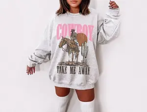 Western Sweatshirt Country Girl Sweatshirt American Western Sweatshirt Coastal Cowgirl Cactus Sweatshirt Girly Western Nashville Sweatshirt