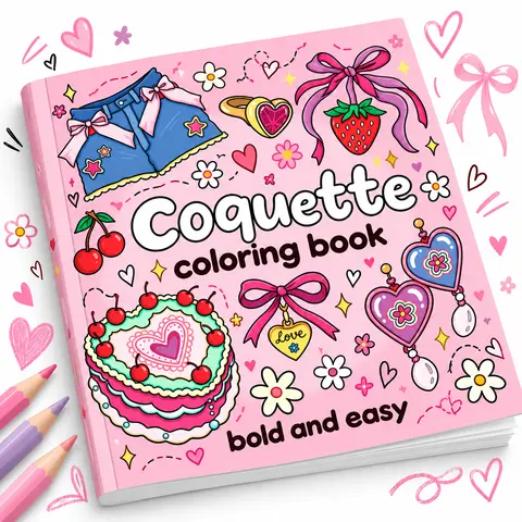 Halloween Fall Gift Coquette Coloring Book: Cute Aesthetic Bold and Easy Designs featuring Bows, Hearts & Girly Fashion (Bold & Easy