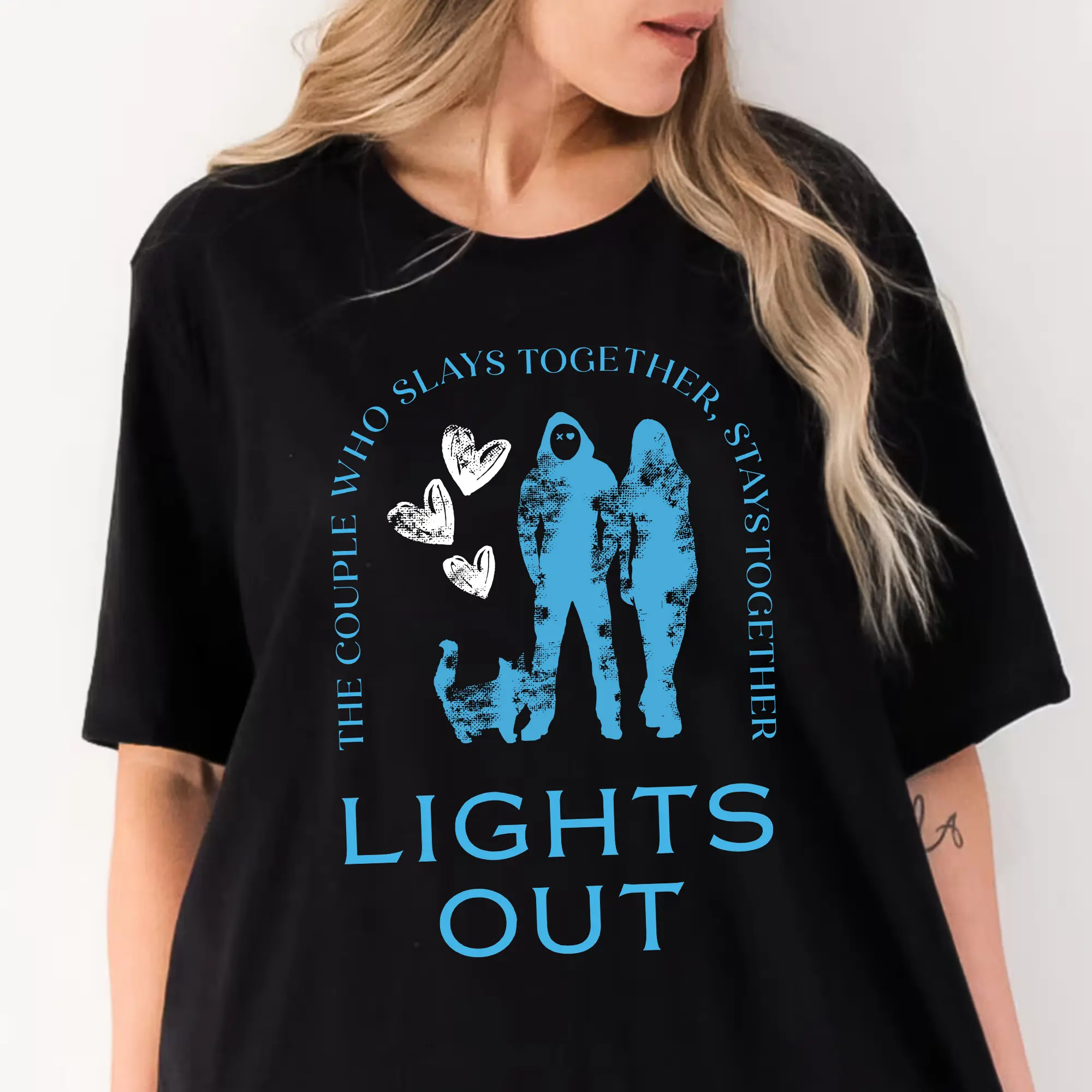Lights Out Shirt Sweatshirt, The Couple Who Slays Together Stays Together Shirt, Blue Skull Navessa Allen Book Sweater