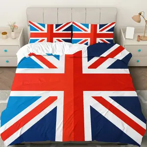3PCS Duvet Cover Set, 1 Duvet+2 Pillowcases(Without filler), Union Jack British Flag Bedding Theme, Holiday Bedding Set, Modern Stylish Bedroom Suitable for decoration Bedrooms, Guest Rooms, Dorms, Living Rooms.