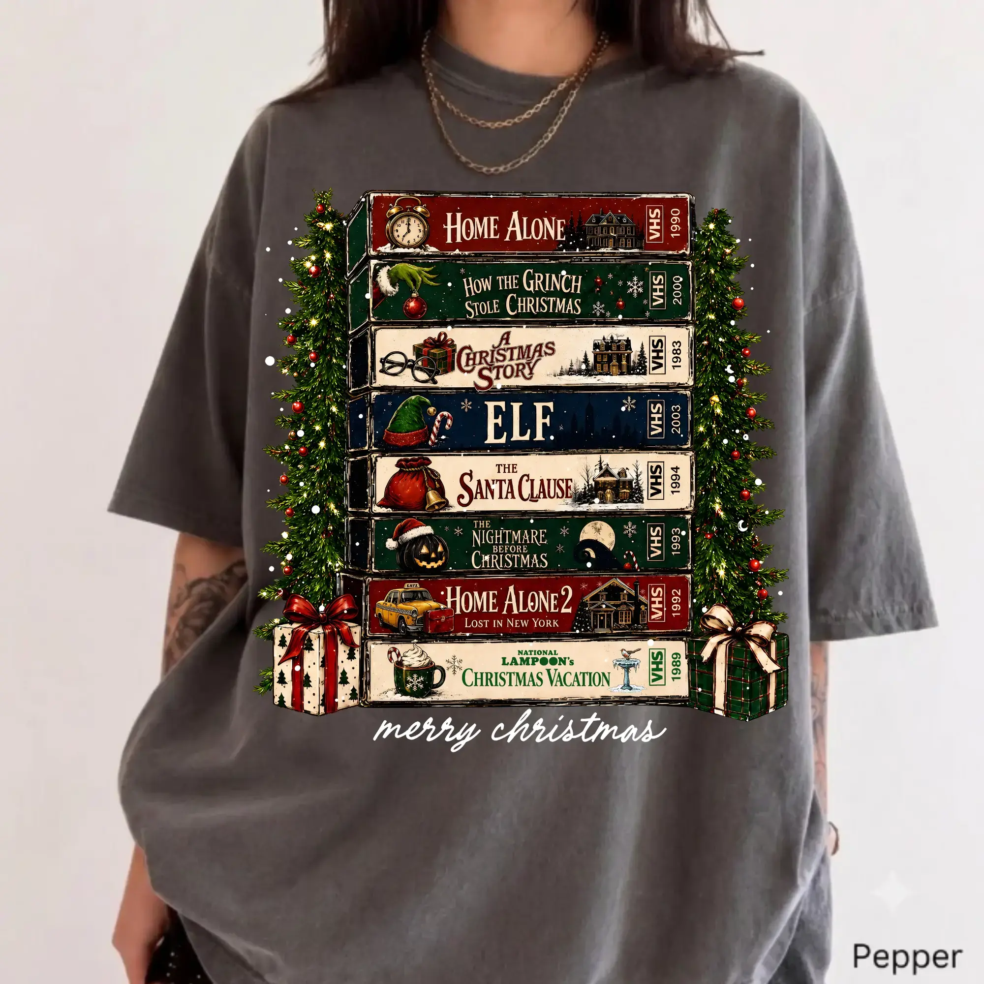 Comfort Colors Christmas VHS Shirt, Retro Holiday Graphic Tee, Vintage Christmas T-Shirt, Cozy Festive Shirt, Nostalgic Holiday Apparel, Funny Christmas Gift for Women and Men Print Tee, Andrew Clothings