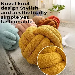 1/2/4pcs Knitted Knotted Lamb Wool Ball Throw Pillow, Soft Fufu Spherical Cushion, Sofa Hand Pillow
